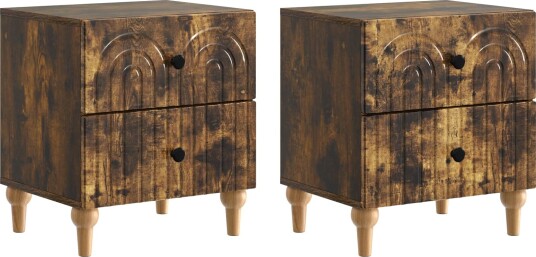  Nattbordskap 2 pcs Røkt Eik 43 x 34,5 x 48 cm Konstruert tre