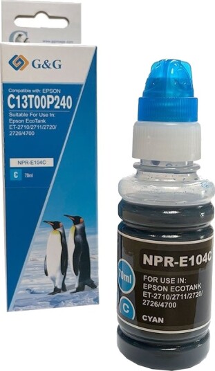 G&G 18720, Kompatibel, Cyan, Epson, 104 Ecotank Tinte Ecotank Et2710 Ecotank Et2711 Ecotank Et2714 Ecotank Et2715 Ecotank Et2721 ..., 7500 Sider, 70 Ml