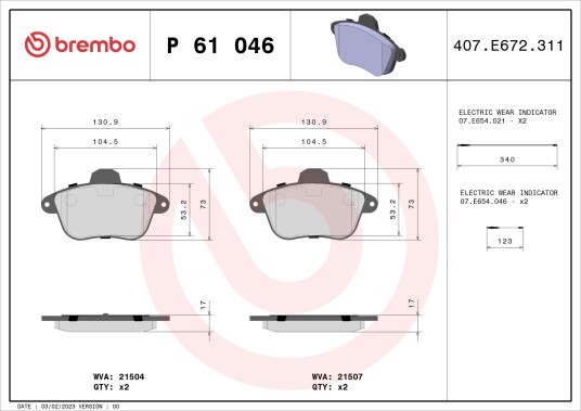 Bremseklosser BREMBO P 61 046
