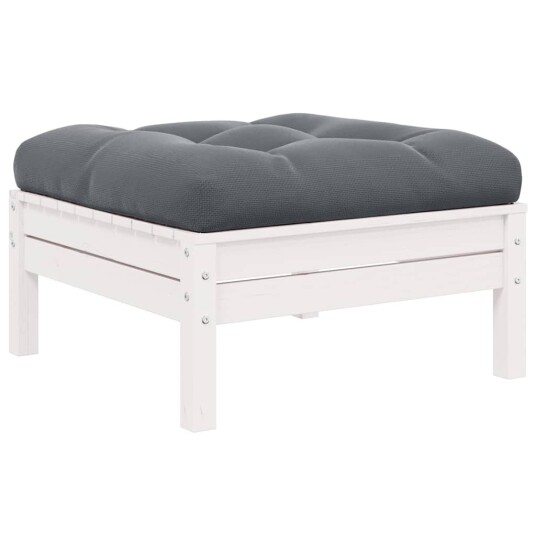 vidaXL Hagesofa 2-seters med puter hvit heltre furu