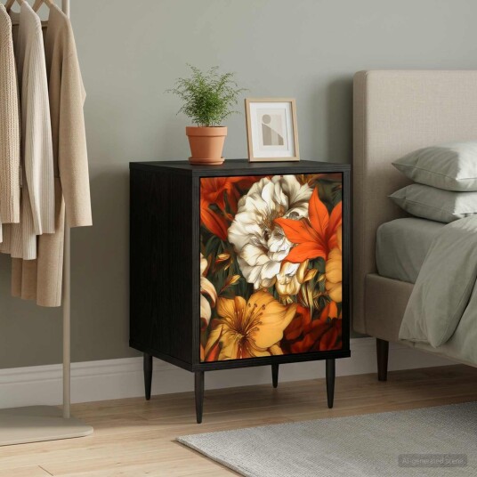 vidaXL Nattbordskap GENNEP Svart eik 36 x 33 x 51 cm Konstruert tre
