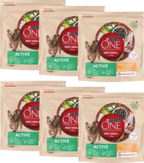 Purina One Tørrfôr Mini Active & Ris Kylling 2 X 9 kg 12 X 1.5 kg
