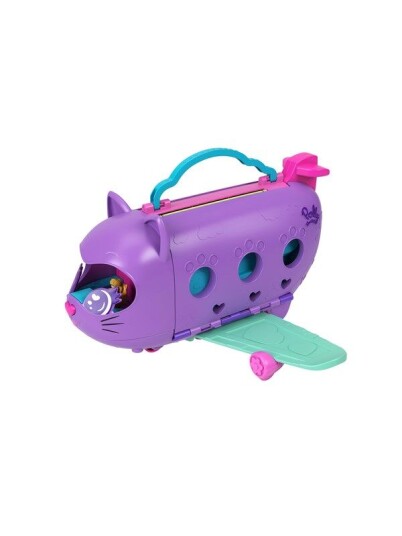 Polly Pocket Kitty Airways Flysett med 2 Mikrofigurer og Tilbehør - Flerfarget