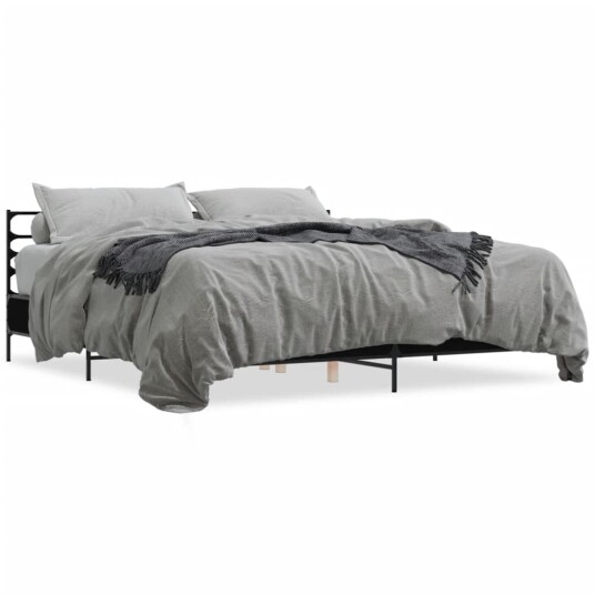  Sengeramme svart 200x200 cm konstruert tre og metall 8721102613586