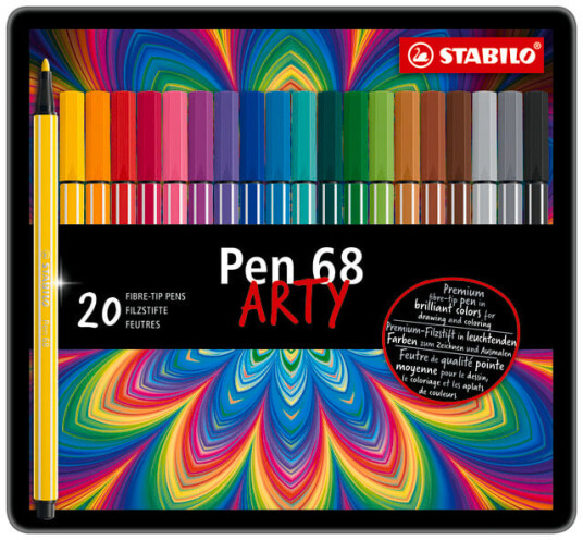 STABILO Pen 68 Arty metal tin of 20 colors