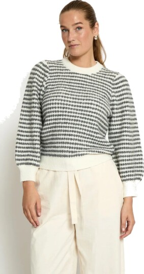 Peppercorn Pccamilla 3/4 Sleeve Striped Knit P Grey XS Peppercorn Pccamilla 3/4 Sleeve Striped Knit P Grey XS