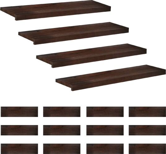 vidaXL Trappetrinn 16 stk. 90 x 30 x 2 cm Mørk brun Massiv bøketre