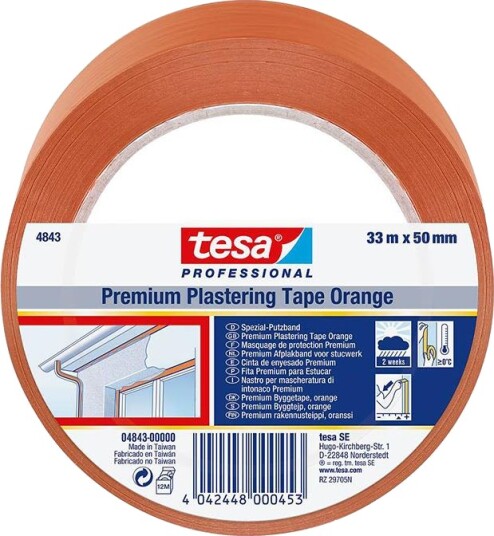 Tesa 4843 UV-bestandig Byggteip 50 mm x 33 m Oransje til Elektroverktøy