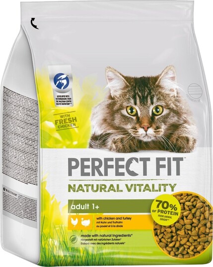 Perfect Fit tørrfôr Adult Natural Vitality 1+ og Kylling kalkun 2 x 2.4 kg