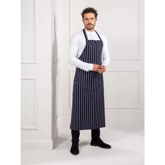 Le Nouveau Chef Kokkeforkle Peter Butcherstripe ; 90x110 cm LxB; Blå