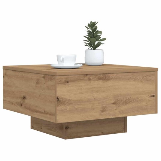 Kaffebord med LED lamper i Artisan Eik 55x55x31 cm