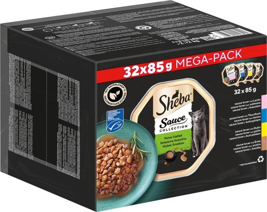 Sheba Våtfôr Multipakke Varianter Skåler Sauce Lover Laks Tunfisk And Kylling 32 X 85 G