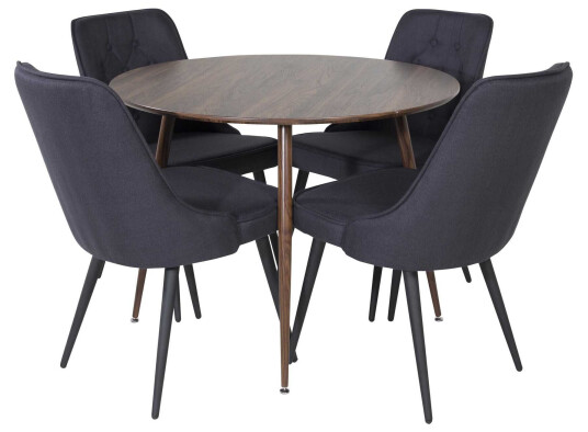 Venture Design Plaza & Velvet spisegruppe Brun/svart 4 st stoler & bord 100 cm