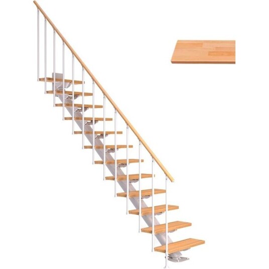 Dolle Sydney Rett Trapp Hvit 9016 classic Ii oljet Bøk 75 13   Loddrett Høyde 259 315cm