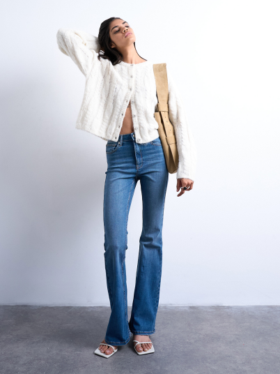Topshop Jamie High Rise Flare Denim Jeans Denim 25/30