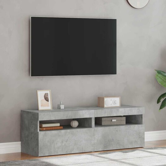 vidaXL TV-benker med LED-lys 2 stk betonggrå 60x35x40 cm
