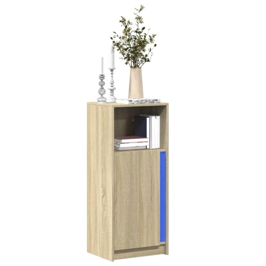 Skjenk med LED sonoma eik 42,5x34x100 cm konstruert tre Skjenk med LED sonoma eik 42,5x34x100 cm konstruert tre