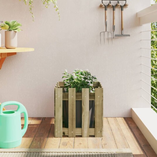 Plantekasse med gjerdedesign 40x40x40 cm impregnert furu