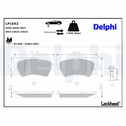 Bremseklosser DELPHI LP1652
