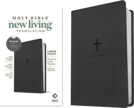 NLT Large Print Premium Value Thinline Bible Filament Enabled Leatherlike Black Cross