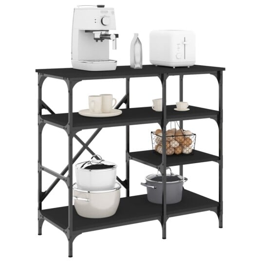 Bakehylle svart 90x40x84 cm konstruert tre og metall 845421 Bakehylle svart 90x40x84 cm konstruert tre og metall 845421