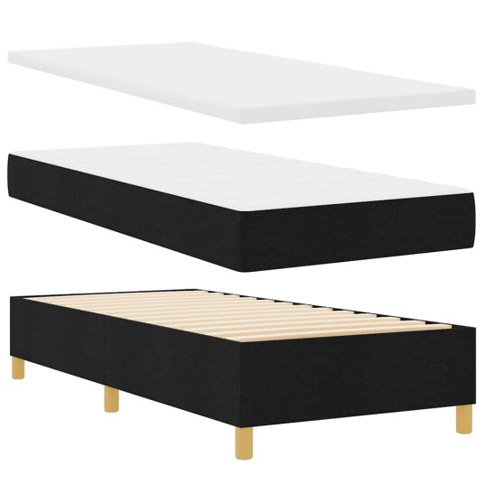 Boxspring Seng med Madrass Svart 100x200 cm Stoff