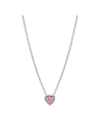 PANDORA Heart Sterling Silver Collier With Fancy Pink And Clear Cubic Zirconia |Rosa |45  cm
