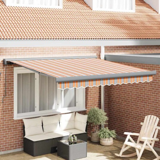 manuell uttrekkbar markise Flerfarget stripe 300x250 cm
