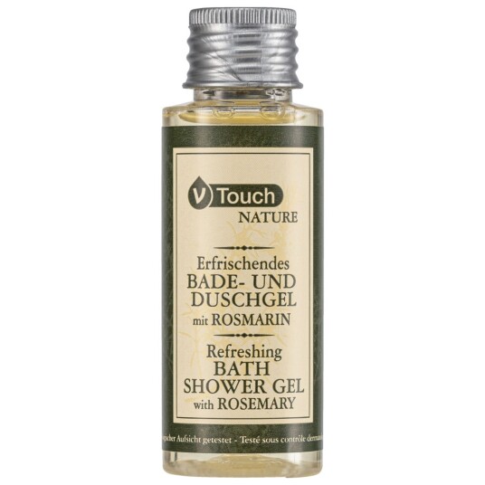 V-Touch Bade-/dusjsåpe Nature; 40 ml; Beige/Grønn; 216 Stykk / Forpakning
