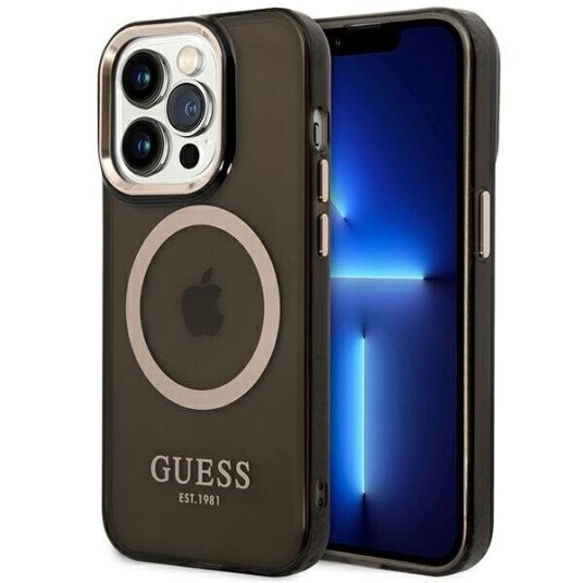 Guess Guhmp14xhtcmp Iphone 14 Pro Max 6,7 Tommer Rosa/Rosa Hardt Deksel Gull Outline Transparent Magsafe