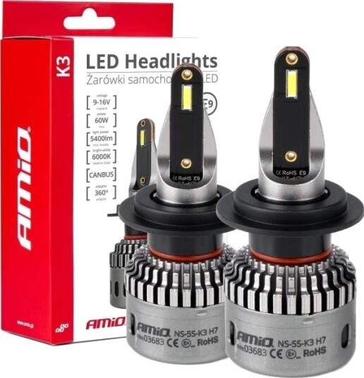 Led Arbeids-/Lykt K3 Series H7 12V 6000K Canbus Amio-03683