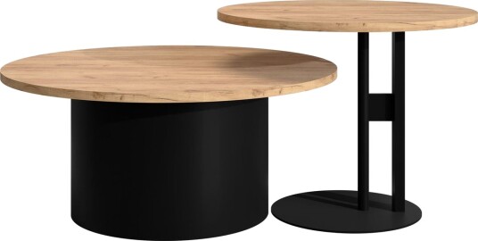 Lorvyn Sett med bord rundt 58/75 cm - Svart, natur
