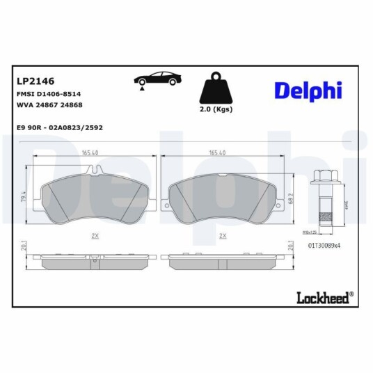 Bremseklosser DELPHI LP2146 Bremseklosser DELPHI LP2146