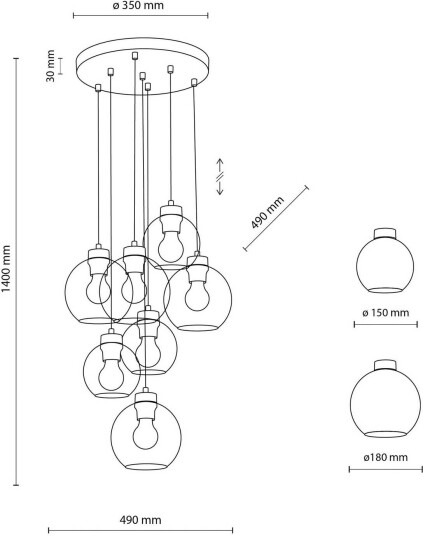 TK Lighting Hengelampe Cubus Mix Ø 49 cm 7 lyskilder flerfarget glass E27 TK Lighting Hengelampe Cubus Mix Ø 49 cm 7 lyskilder flerfarget glass E27