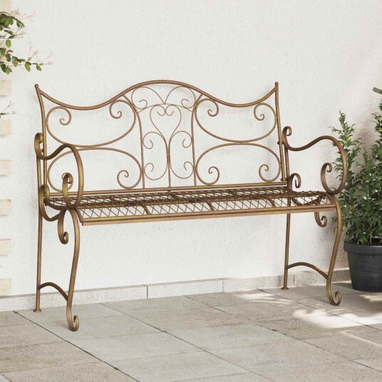 vidaXL Hagebenk 2  seter 114 x 54 x 90 cm Stål Antikk Brun