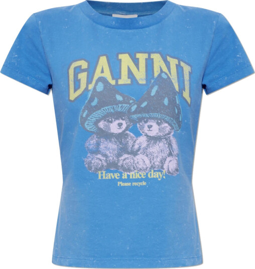 Ganni Dame Topper Blå XS,