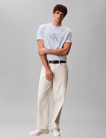 Calvin Klein Jeans Ss 16S Elevated Monologo Tee Blue XS