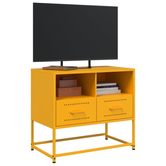  TV-benk sennepsgul 68x39x60,5 cm stål 846551