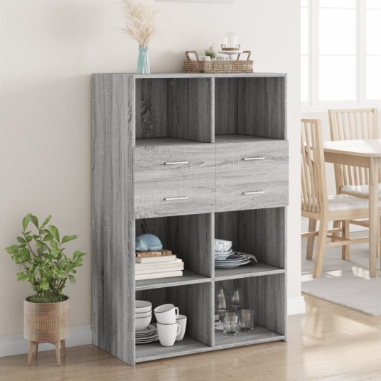 Hylle grå sonoma 80x42,5x124 cm konstruert tre 8721102654794 Hylle grå sonoma 80x42,5x124 cm konstruert tre 8721102654794