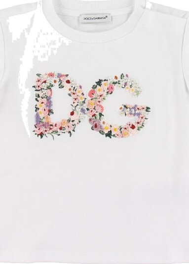 Dolce & Gabbana T skjorte Hvit m. Blomsterbroderi Dolce & Gabbana 9 12 md T skjorte 74 80