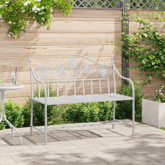 Hagebenk med Spalte Design - Hvit 104 cm i Stål Hagebenk med Spalte Design - Hvit 104 cm i Stål