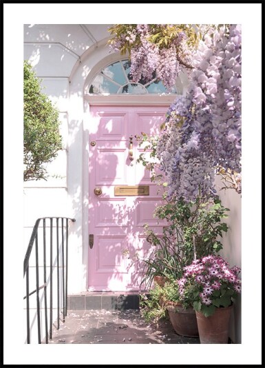 Pink Door with Flowers Plakat Plakat / 100x150cm