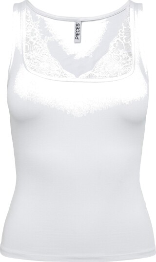 Pieces Pcamanda Sl Lace Detail Tank Top Jrs D2D White S