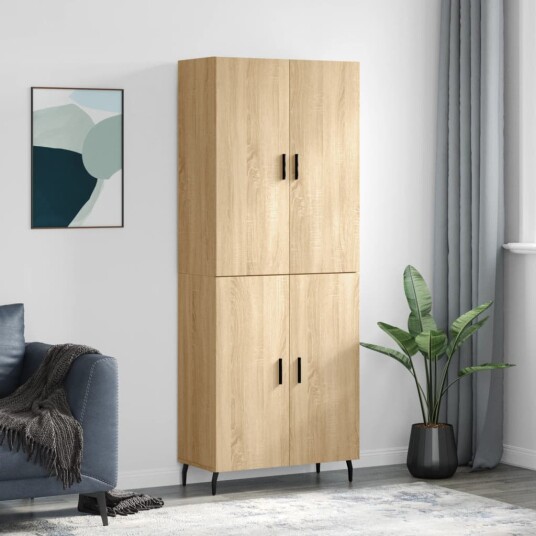 vidaXL Highboard sonoma eik 69,5x34x180 cm konstruert tre 8720845409432
