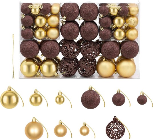 vidaXL Julekulesett 3/4/6 cm 100 stk brun/bronse/gull