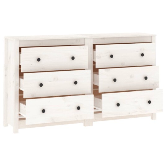 vidaXL Skjenk hvit 140x35x80 cm heltre furu