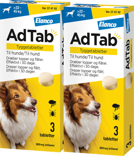 Adtab 900 Mg Tyggetabletter Til Hund 2 X 3 Stk. Adtab 900 Mg Tyggetabletter Til Hund 2 X 3 Stk.