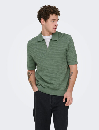 ONLY & SONS Onsmenu Reg Ss Structure Polo Knit Green XS