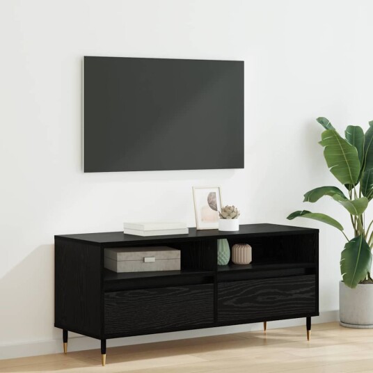 TV skap Svart Eik 100 x 34,5 x 44,5 cm Ingeniørtre og jern TV skap Svart Eik 100 x 34,5 x 44,5 cm Ingeniørtre og jern