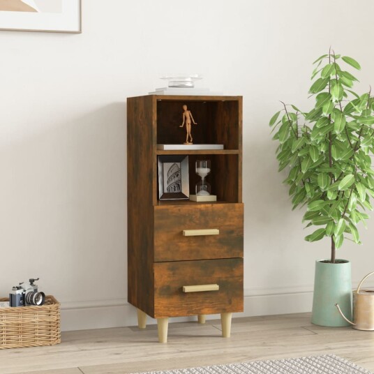 vidaXL Skjenk røkt eik 34,5x34x90 cm konstruert tre